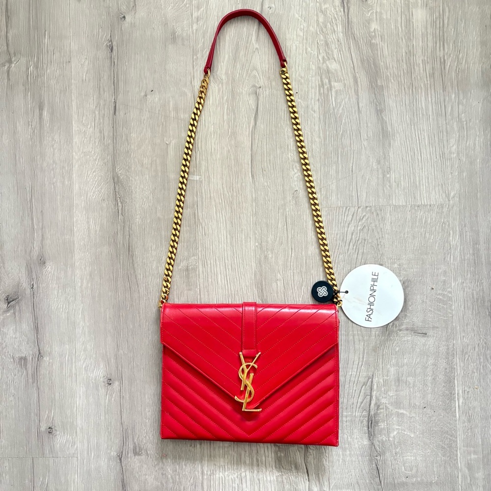 Yves Saint Laurent Red Chevron Crossbody Bag